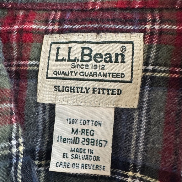 L.L. Bean Red and Gray Plaid Casual Shirt - Picture 2 of 3